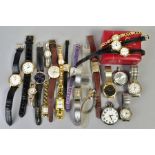 A SELECTION OF WRISTWATCHES AND POCKET WATCHES, to include twelve ladies and nine gentleman's