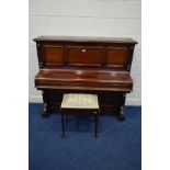 A SCOTCHER AND SONS MAHOGANY UPRIGHT PIANO, serial 13526, width 142cm x depth 58cm x height 125cm