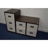 A ROYALE METAL THREE DRAWER FILING CABINET, and two matching two drawer filing cabinets (two cabs