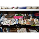 FIVE BOXES AND LOOSE FIGURAL ORNAMENTS, SOME MUSICAL EXAMPLES, ROYAL COMMEMORATIVE CERAMICS,