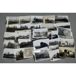 A QUANTITY OF BLACK AND WHITE POSTCARD SIZE RAILWAY PHOTOGRAPHS AND POSTCARDS, majority are L.N.E.R.