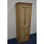 A VICTORIAN PINE PANELLED SINGLE DOOR PANTRY CUPBOARD, missing shelves, width 65cm x depth 49cm x