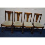A SET OF FOUR MID 20TH CENTURY OAK BARLEY TWIST DINING CHAIRS