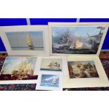 MARITIME INTEREST PRINTS to include John Cother Webb 'Death of Nelson', Mezzotint, Chas Pears signed