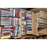 THREE BOXES OF CD'S, LP'S AND TAPE CASSETTES ETC, LP's include Joe Loss, Shirley Bassey, Burt