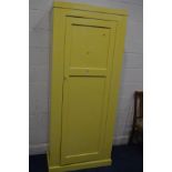 A MODERN PAINTED PINE PANELLED SINGLE DOOR CUPBOARD, width 83cm x depth 42cm x height 201xm (key)