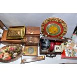 VARIOUS TINS, STAMPS, BOXES etc, to include 'Maison Lyons Toffee' tin, a British Educational Toys