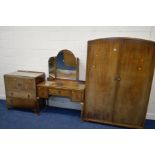 AN EARLY TO MID 20TH CENTURY MAHOGANY THREE PIECE BEDROOM SUITE, comprising a double door