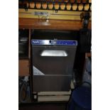 A PRODIS E40 STAINLESS STEEL GLASS WASHER, with two plastic glass trays, 45cm wide x 54cm deep x