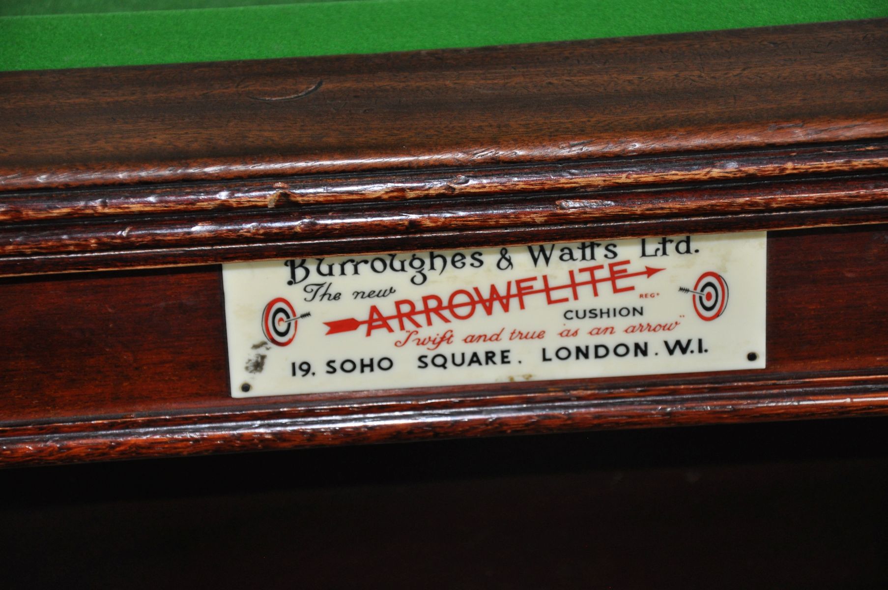 A BURROUGHES AND WATTS OF LONDON SNOOKER TABLE, with Arrowflite cushions, slate bed, a set of twenty - Image 2 of 5
