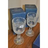 A PAIR OF BOXED BOHEMIA CRYSTAL CHALLICES, 26cm high (no engraving)