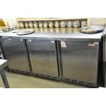 AN CATERING FRIDGE AND FREEZER UNIT, with Stainless Steel top and fronts comprising of two single