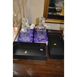 A PAIR OF BOXED CONSORT CRYSTAL DECANTERS, etched Mitsubishi Motors to one face both 27cm high (2)