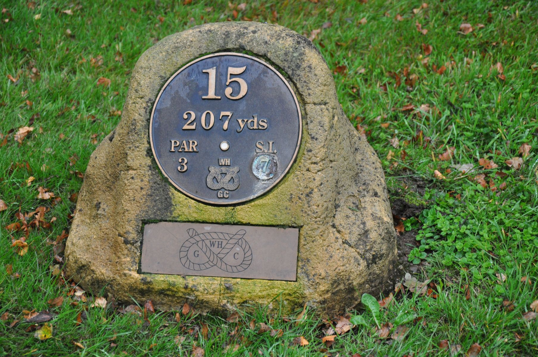 THE WHITE TEE MARKER FOR HOLE FIFTEEN