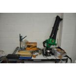 A PB GARDEN VAC, A CHALLENGER BENCH GRINDER (both PAT pass and working), a Wagner electric