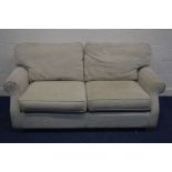 A MODERN OATMEAL UPHOLSTERED TWO SEATER BED/SETTEE, width 186cm (sd)