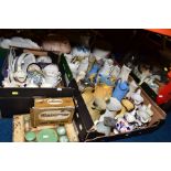 THREE BOXES OF VICTORIAN CERAMICS AND LOOSE ITEMS, including a quantity of Parian and stoneware