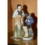 TWO ROYAL COPENHAGEN FIGURES, 'The Churchgoer' No 892, height 24cm and 'The Whittler' No 905, height