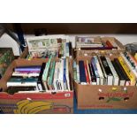 FOUR BOXES OF BOOKS, mostly hardbacks including Royalty and famous people interest, gardening and