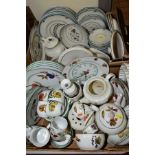 TWO BOXES OF DINNERWARES ETC, to include Royal Worcester 'Evesham' and 'Evesham Vale', shows signs