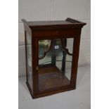 A MID TO LATE 20TH CENTURY MAHOGANY BEVELLED GLASS TABLE TOP DISPLAY CABINET, width 46cm x depth