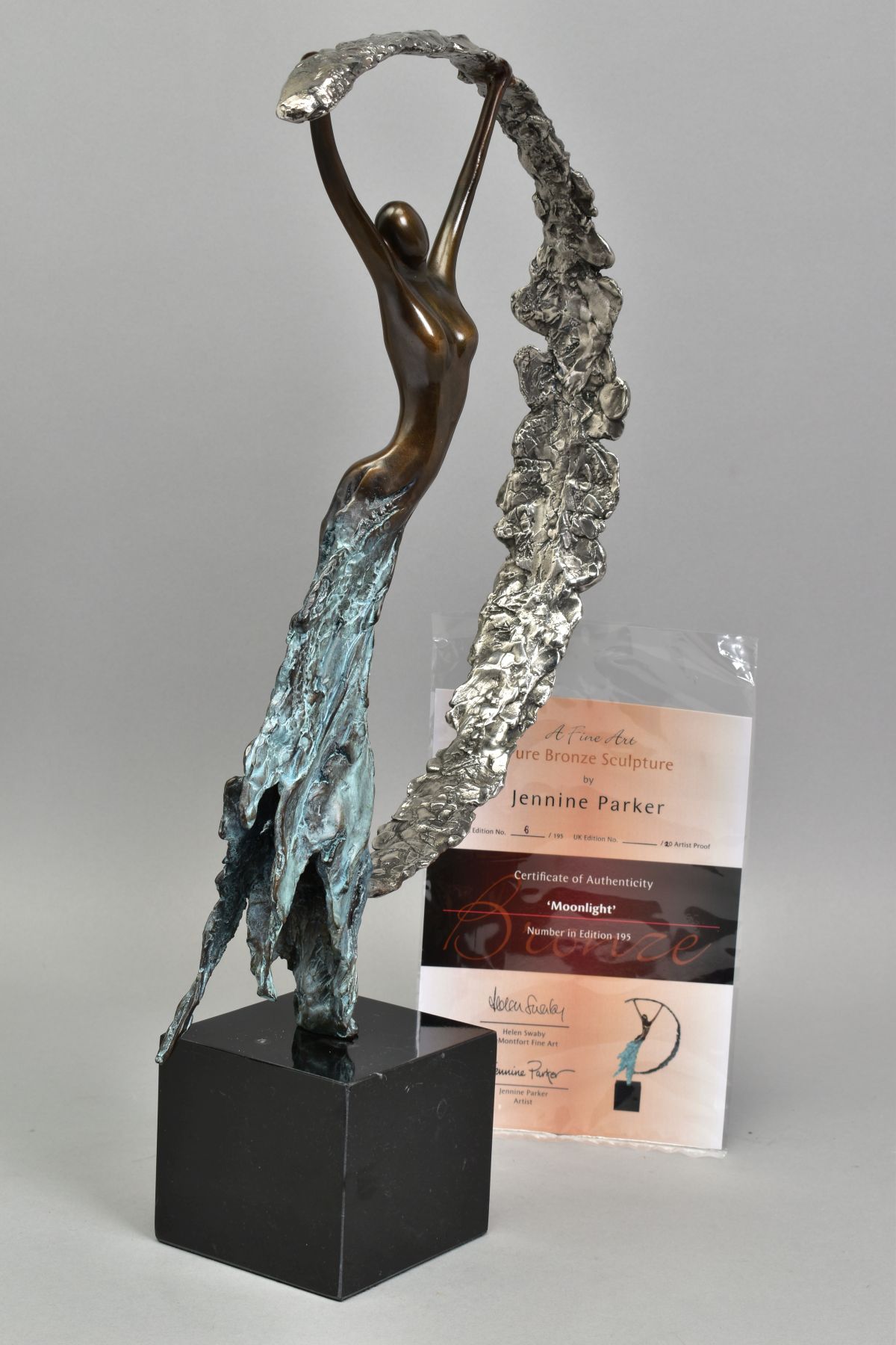 JENNINE PARKER (BRITISH CONTEMPORARY) 'MOONLIGHT', a limited edition bronze sculpture 6/195, - Bild 2 aus 7