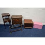 A GEORGIAN MAHOGANY WASHSTAND with a single drawer, together with a Victorian commode and a Georgian