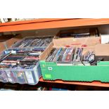 SEVEN BOXES OF DVD'S AND CD'S including a Blue Ray DVD player and control handset, DVD's include X