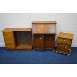 AN EARLY TO MID 20TH CENTURY OAK BUREAU, width 77cm x depth 40cm x height 100cm together with a