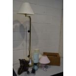 A SET OF FOUR GRADUATING BOXES, together with a brassed standard lamp, four table lamps, etc (7)