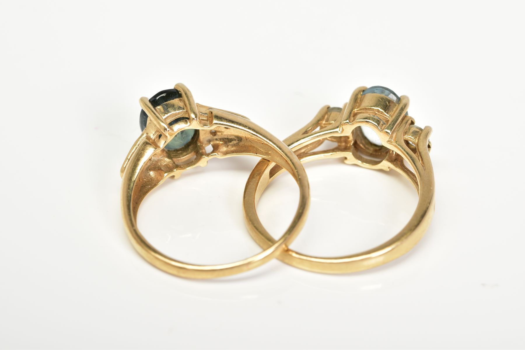 TWO 9CT GOLD GEM SET RINGS, the first designed with a claw set oval cut sapphire, to the single - Image 3 of 3