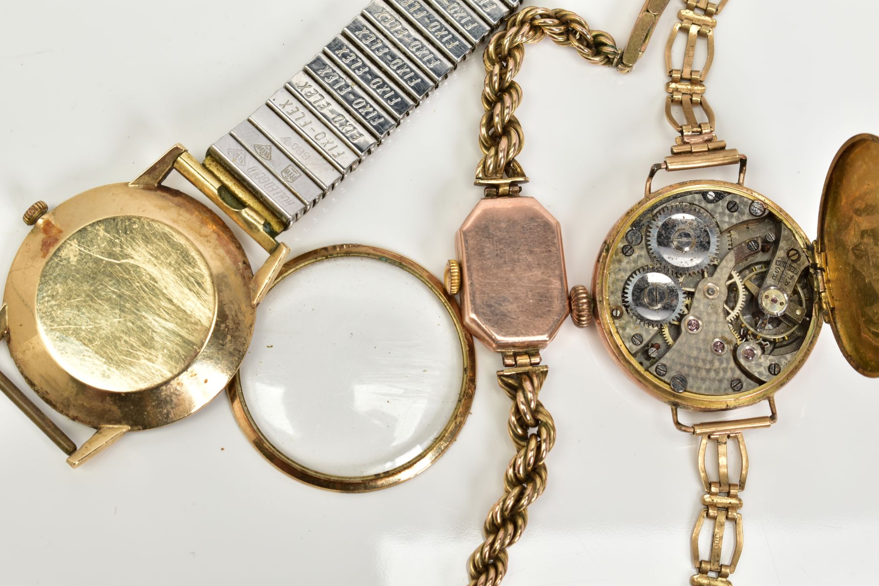 THREE WRISTWATCHES, to include a ladies 9ct gold wristwatch, white dial, Arabic numerals, with a - Image 5 of 5