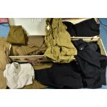 TWO MILITARY STYLE SUITCASES containing a quantity of black trousers/skirts, Police?/Military and