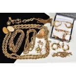 A SELECTION OF JEWELLERY, to include a 9ct gold rope twist chain, to a spring clasp with a 9ct
