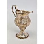 A SILVER BENJAMIN MOREDECAI CREAMER, of baluster form, embossed to resemble a windmill, swan, trees,