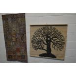 TWO WALL HANGING TAPESTRIES including one Jamaneer Patchwork with metallic Zari 1048cm high x 74cm