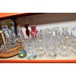 A COLLECTION OF GLASSWARE, to include Stuart Crystal cut glass bowl, Webb Corbett tumblers,