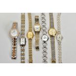 A COLLECTION OF LADIES WRISTWATCHES, six modern bracelet Rotary watches, various designs in gold