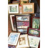 PAINTINGS AND PRINTS ETC to include a watercolour of a Wren by L.A. Deeming size including frame