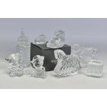 A GROUP OF WATERFORD CRYSTAL NURSERY RELATED ITEMS, comprising a boxed 'Baby Boot' length 10cm, a