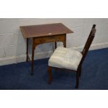 AN EARLY 20TH CENTURY ARTS AND CRAFTS MAHOGANY AND SATINWOOD BANDED, sides folds oxblood leather