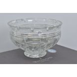 A BOXED WATERFORD CRYSTAL LISMORE CASTLE BOWL, stamped to base, height 15cm x diameter 25cm