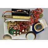 A SELECTION OF ITEMS, to include a 'swiza' travel clock, a silver plated metal pencil with lead,