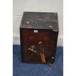 A VINTAGE SAFE, with an internal drawer, width 36cm x depth 33cm x height 46cm (locksmith cracked