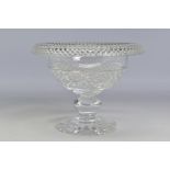 A LARGE WATERFORD CRYSTAL TURNOVER FOOTED BOWL, stamped to base, height 19cm x outside diameter