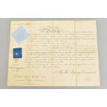 AN ORIGINAL VICTORIAN ATTESTATION DOCUMENT FOR ARCHIBOLD SPIERS MCRAE, who was awarded the rank of