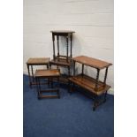 SIX VARIOUS OAK BARLEY TWIST OCCASIONAL TABLES of various ages, shapes and sizes (sd)