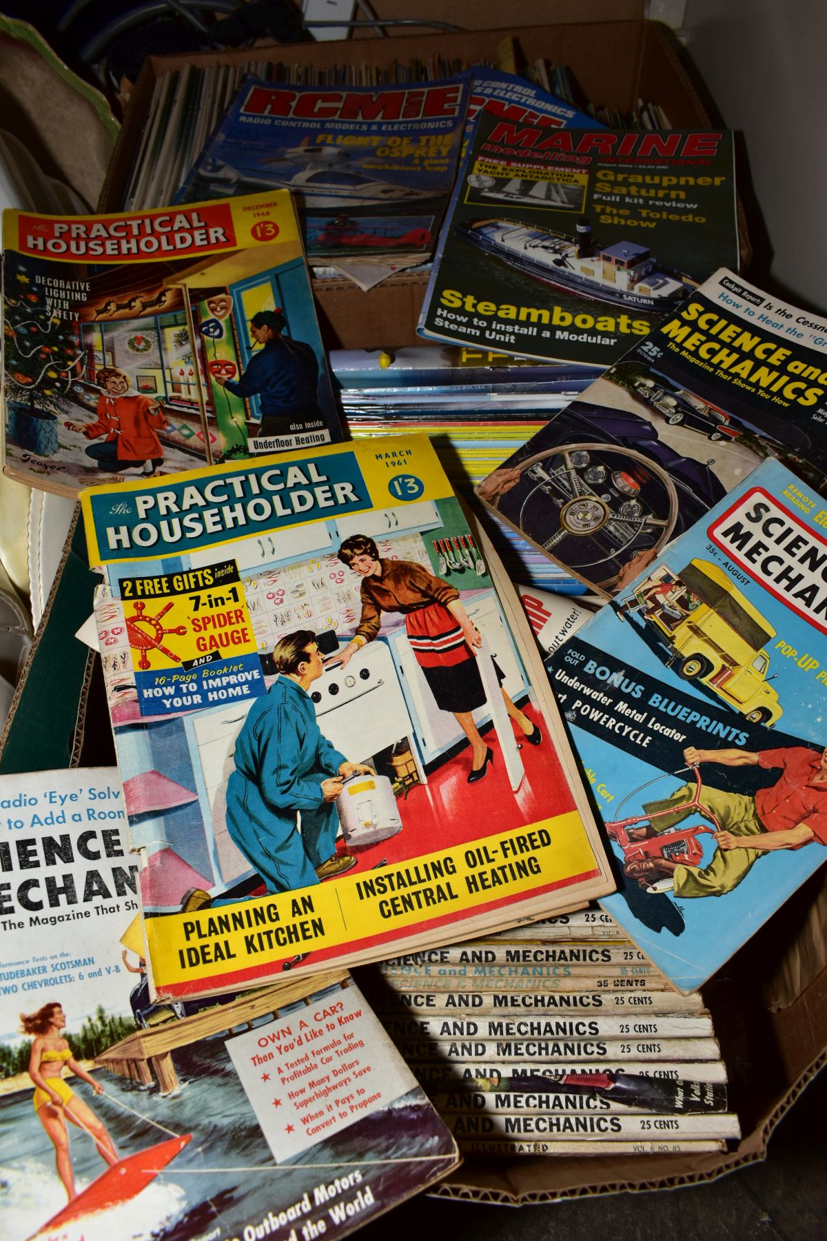 TWO BOXES OF MAGAZINES, including 1950's 'Science and Mechanics' model building etc (2 boxes and - Image 2 of 3