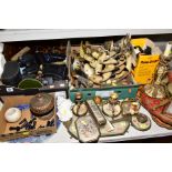 THREE BOXES AND LOOSE COLLECTABLES, PETIT POINT DRESSING TABLE SETS, Seashells, cow horn ships, Ship