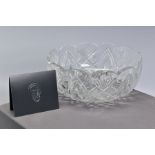 A BOXED WATERFORD CRYSTAL ARTISAN CRAFTSMAN BOWL, with scalloped edge, stamped to base, height